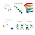 Set of 5 Montessori Mobiles – Munari, Gobbi, Dancers, Rainbow, green gym holder variant