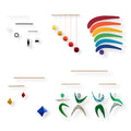 Set of 5 Montessori Mobiles – Munari, Gobbi, Dancers, Rainbow, orange gym holder variant