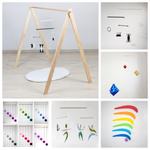 Load image into Gallery viewer, Set of 5x Montessori Mobiles with holder - Munari,Gobbi,Dancers,Octahedrons,Rainbow
