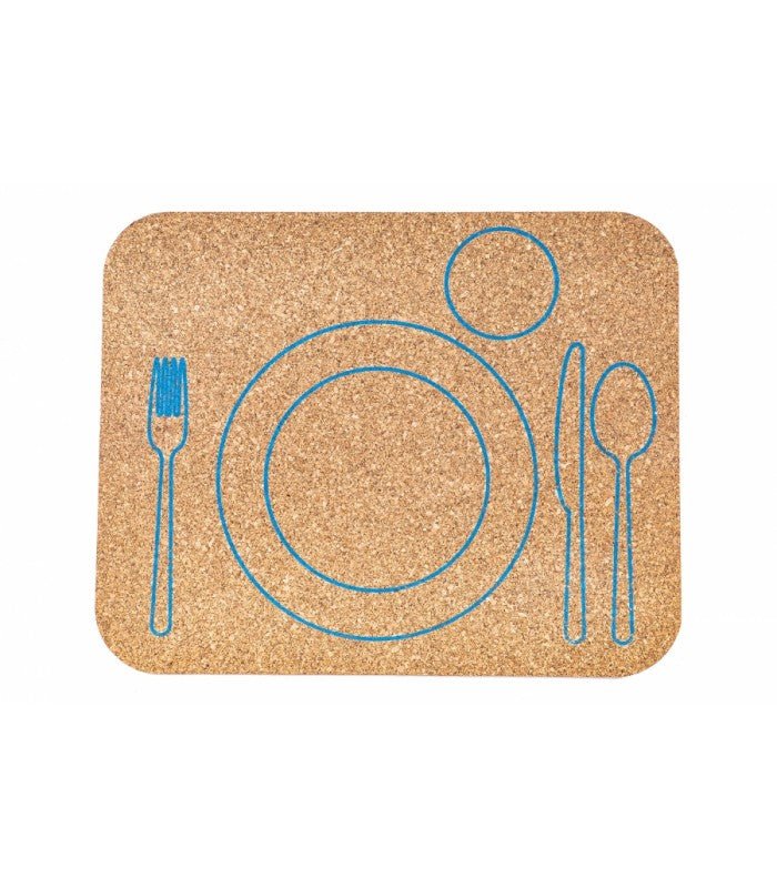 Cork placemat for LEFT-HANDER or RIGHT-HANDER