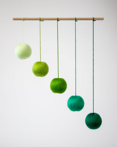 Green Gobbi mobile, Montessori mobile, Montessori toy