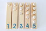 Load image into Gallery viewer, Montessori Counting Peg Boards 1-5.
