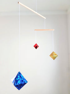 Set of 5x Montessori Mobiles with gym holder / crib arm / wall mount - Munari, Gobbi, Dancers, Octahedrons, Rainbow