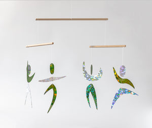Set of 5x Montessori Mobiles with holder - Munari,Gobbi,Dancers,Octahedrons,Rainbow