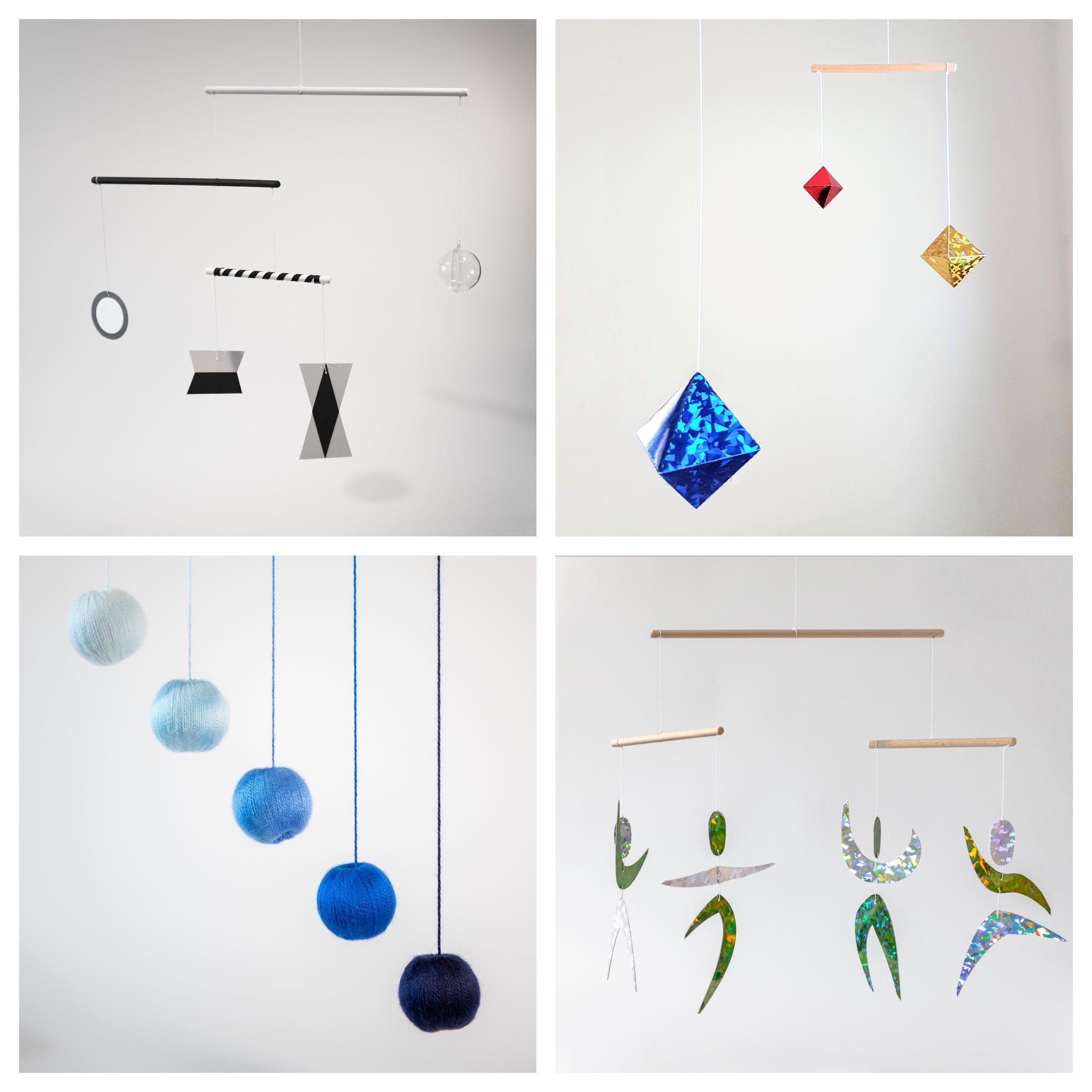 Set of 4 x montessori mobile - Munari, Blue Gobbi, Octahedron, Dancers. Montessori mobile. Baby mobile. Hanging mobile. Crib toy.