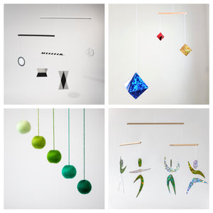 Set of 4 x montessori mobile - Munari, Green Gobbi, Octahedron, Dancers. Montessori mobile. Baby mobile. Hanging mobile. Crib toy.