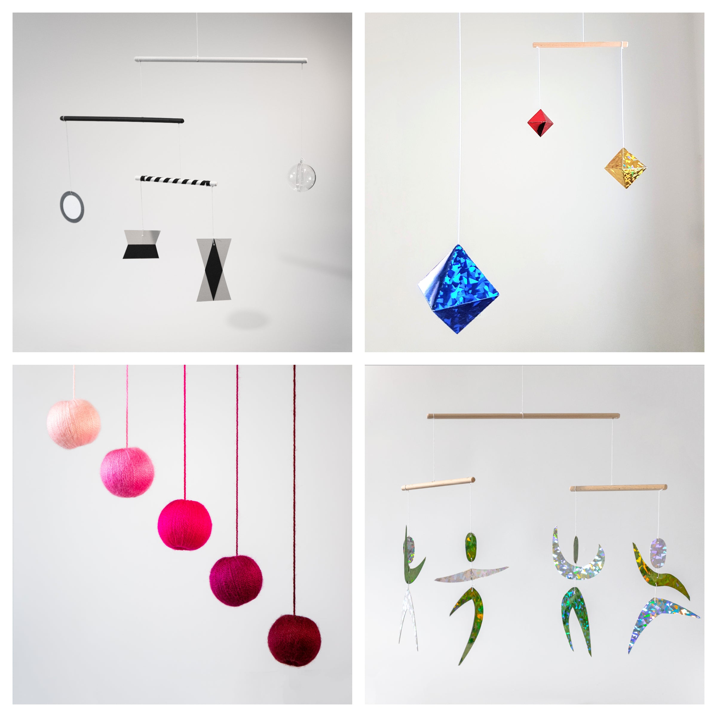 Set of 4 x montessori mobile - Munari, Pink Gobbi, Octahedron, Dancers. Montessori mobile. Baby mobile. Hanging mobile. Crib toy.