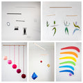 Set aus 5 x Montessori Mobile – Munari, rosa Gobbi, Tänzer, Oktaeder, Regenbogen