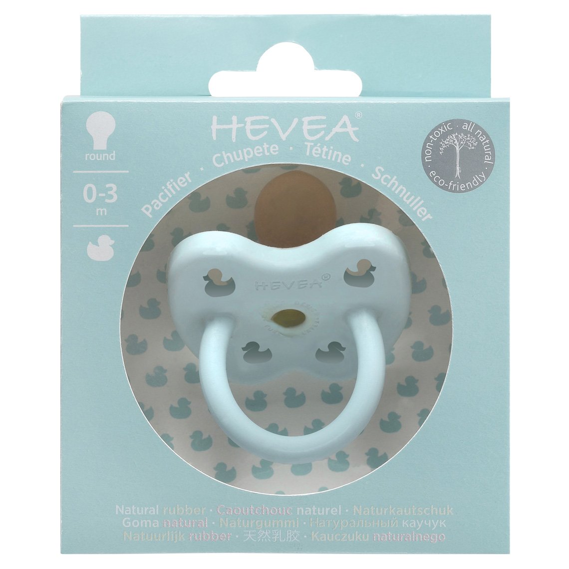 Hevea Pacifier, Baby Blue, 0-3 m