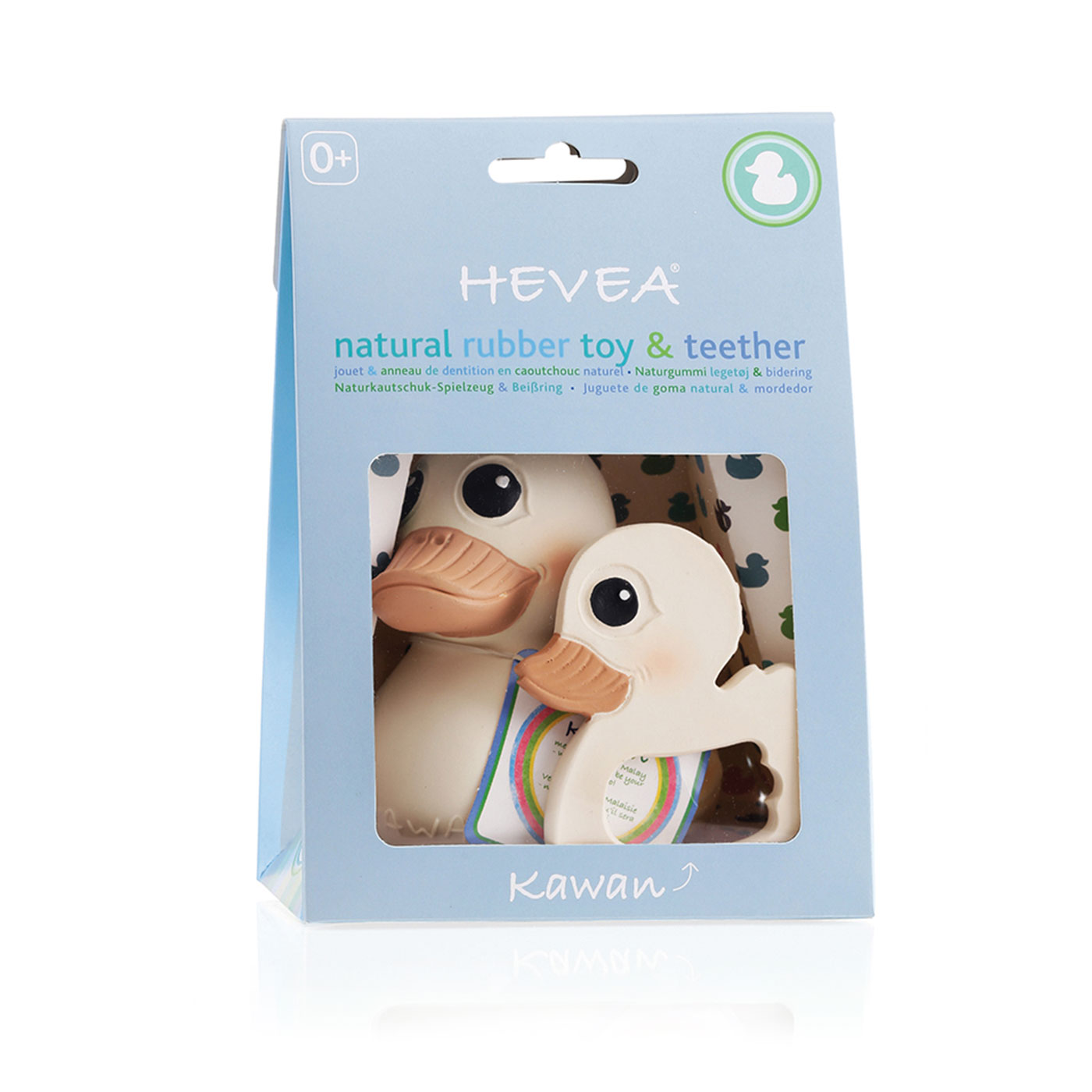 HEVEA Kawan Giftset – duck,  and a  teether, 100% natural rubber
