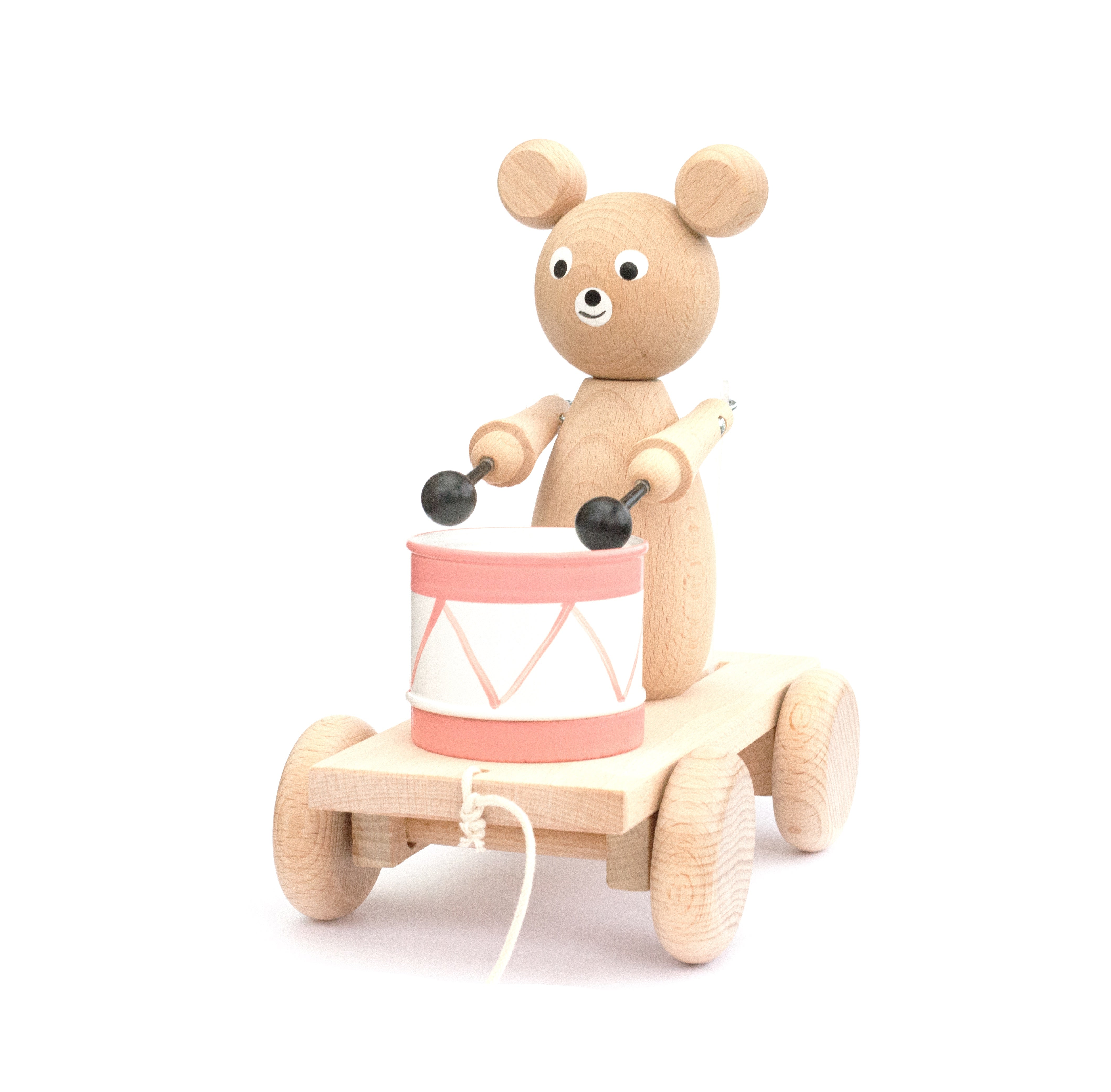 Wooden Bear with a Xylophone - pink