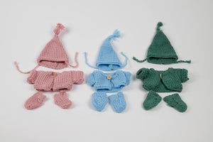 Hand Knitted set of clothes for a Miniland doll 21 cm