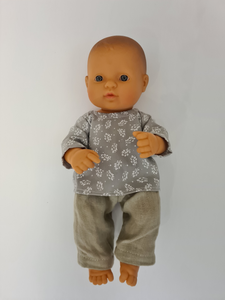 Miniland Doll - 12.63'', 32cm. Caucasian Boy Doll with Handmade Clothes.